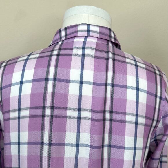 J.Jill Women’s Size MP Purple Plaid Rayon Button Down Shirt - Picture 6 of 13